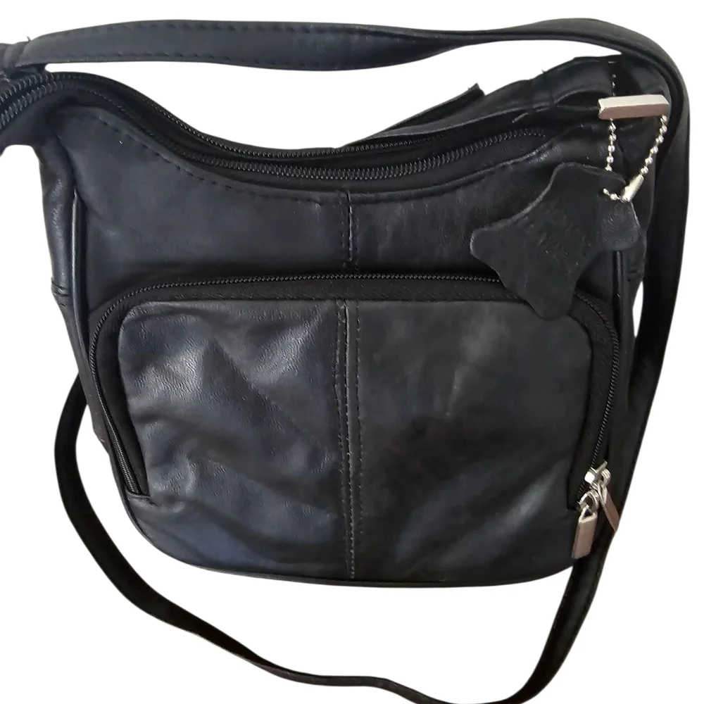 Genuin Leather  Crossbody Purse  Black